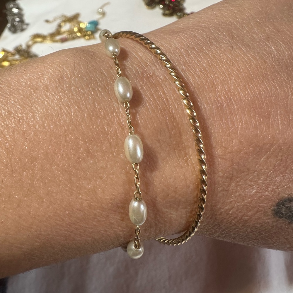 Fine Jewelry Freshwater Pearl Chain Bracelet Delicate Gold Pearl Bracelet